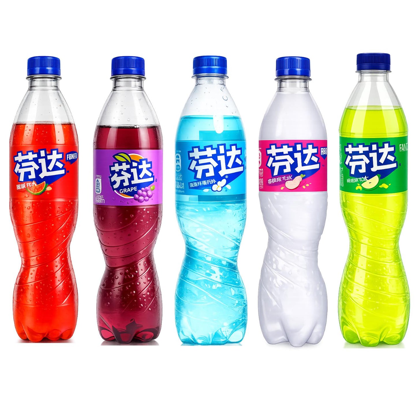 Fanta Asia Pet 0,5L - Jasmine Peach, White Peach, Grape, Watermelon, Green Apple Geschmäcker - 12 Monate Haltbarkeit