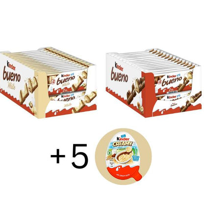 Kinder Bueno Schokolade - Box mit 30x2 Riegel - Kinder Bueno White, Kinder Bueno Original