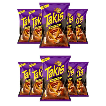 Takis Smokin' BBQ 100g - Knusprige Maischips mit intensivem Rauchig-Würzigen Geschmack für Filmabende und Freunde