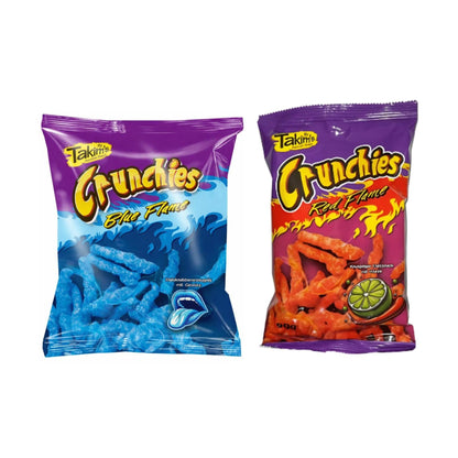 Takims Crunchies Blue Flame & Red Flame - Knabberzeug aus Mais mit blauem Geschmack für leckere Snacks