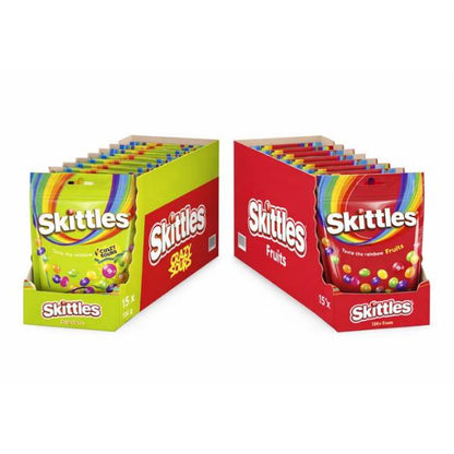 Skittles Fruits & Crazy Sour 136g – Fruchtige Kaubonbons Verschiedene Sorten