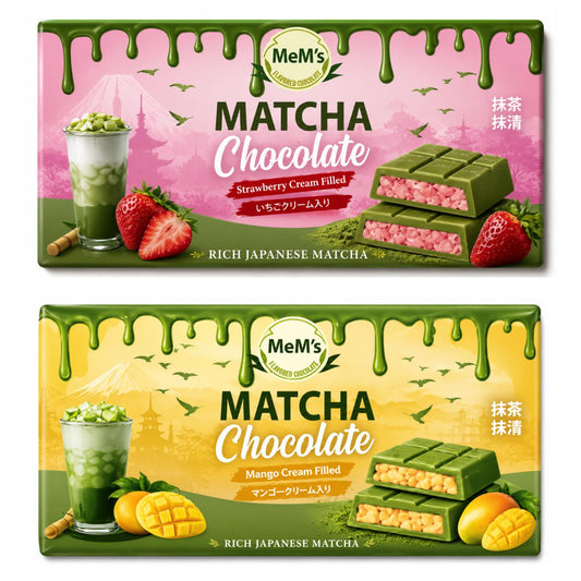 MeM’s Matcha Chocolate 100g – Japanische Matcha Schokolade mit Cremefüllung