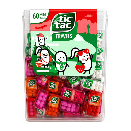 TicTac 228g 60 Mini Travel Boxes | Strawberry & Mixed