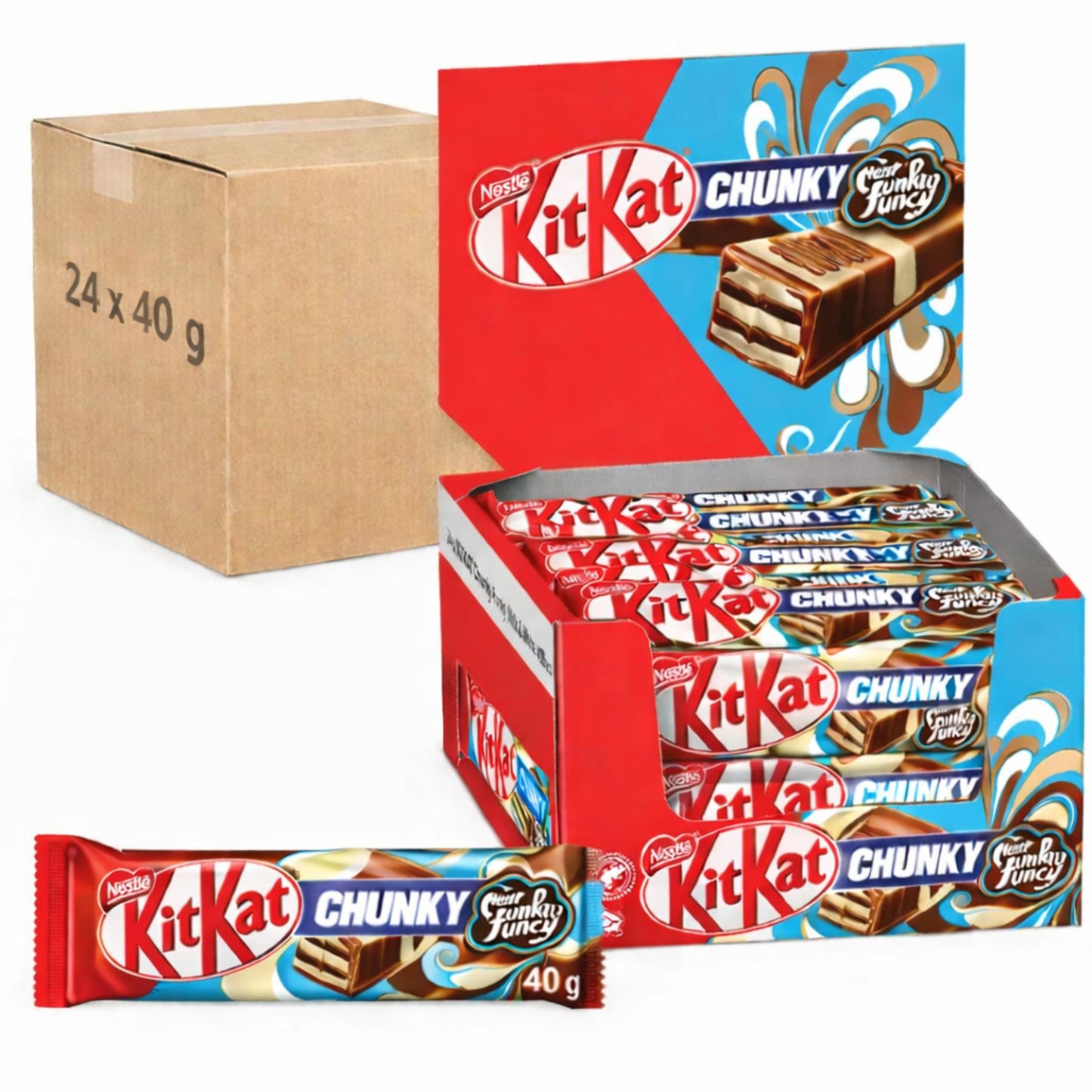 Nestle Kitkat Riegel 24er Karton | 24 x 41,5g/40g / KitKat Chunky Peanut-Butter | 24 x 42g