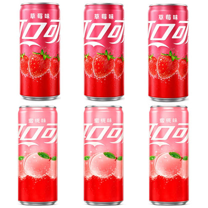 Coca Cola Erdbeer-Dosen China 330ml - Erfrischendes Getränk mit Koffein und Aromen - Kann Spuren von Milch enthalten
