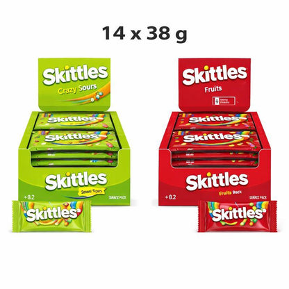 Skittles Kaubonbons Fruit & Crazy Sours 14er Karton | 14x38g