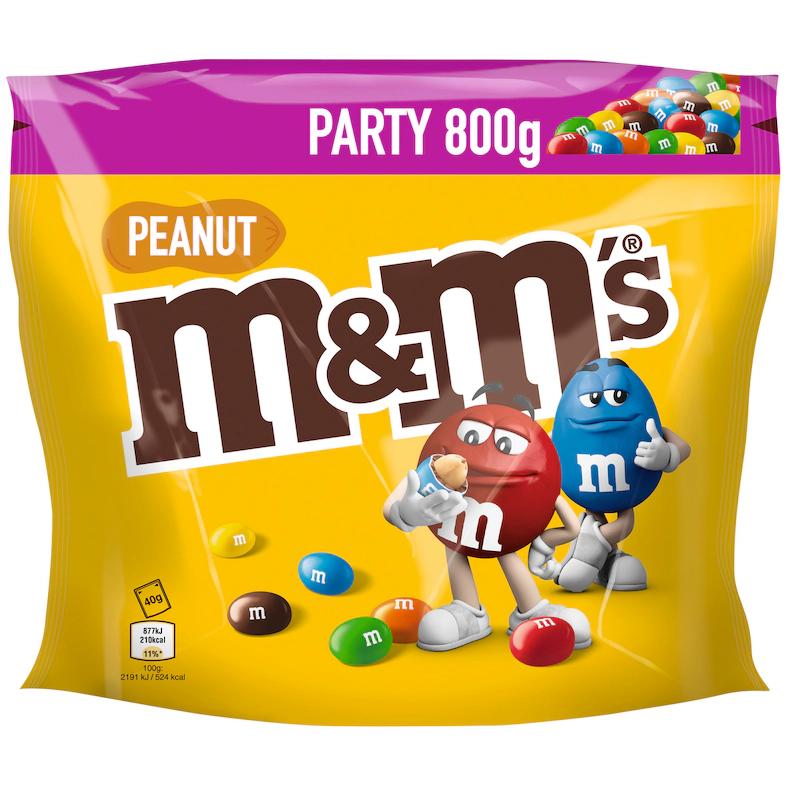 M&M’s Party Beutel 800g – XXL Schokolinsen Chocolate & Peanut