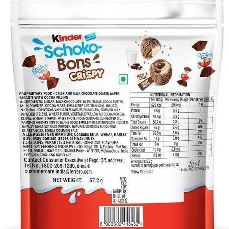 10x Kinder Schoko-Bons Crispy 67,2g Bundle Import