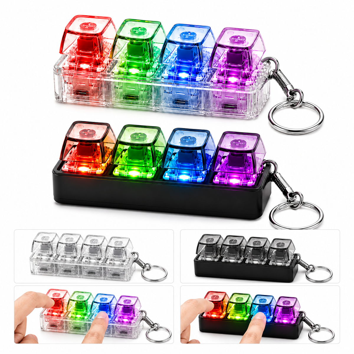 Fidged RGB Tastatur - Transparent & Schwarz