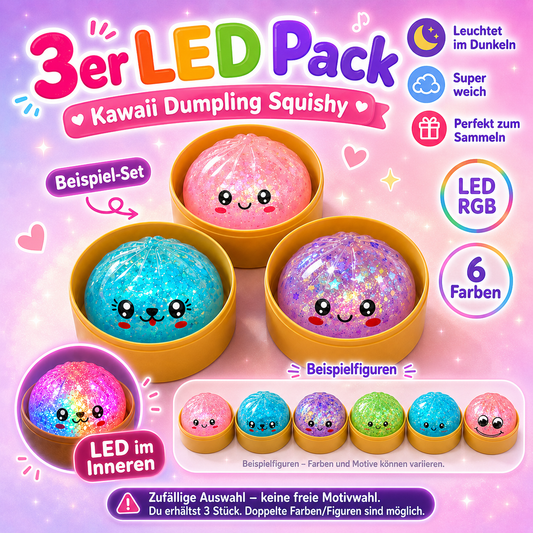 Squishy Dumpling Mistery Glitzer LED 8,5cm