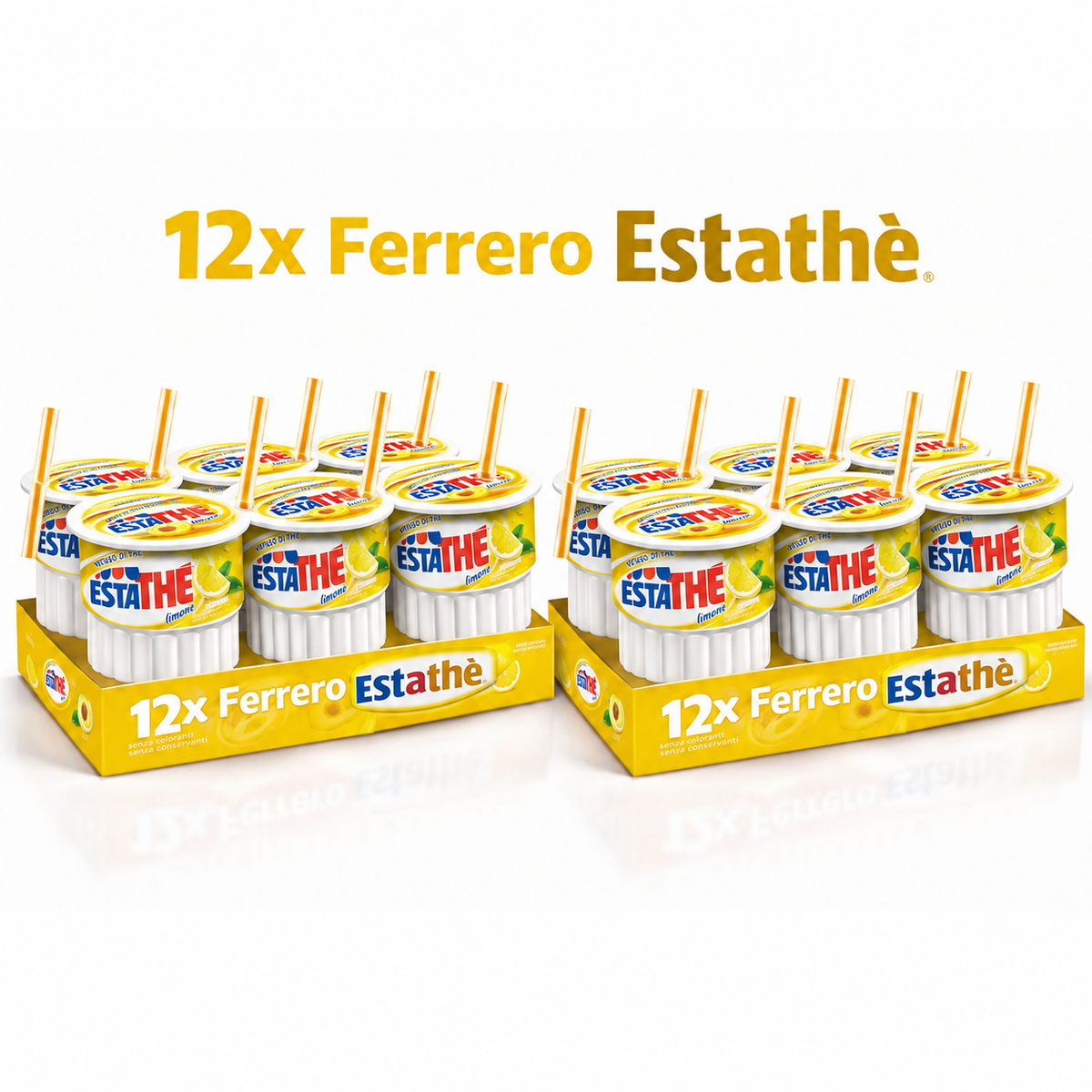 Ferrero Estathè 12er Pack | 12 x 200ml Erfrischender italienischer Eistee mit feinem Pfirsichgeschmack praktische Portionsbecher