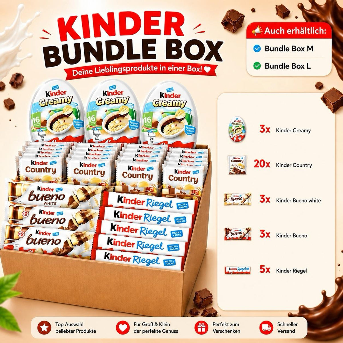 Kinder & Ferrero Süßigkeiten-Box – Bundle S, M oder L