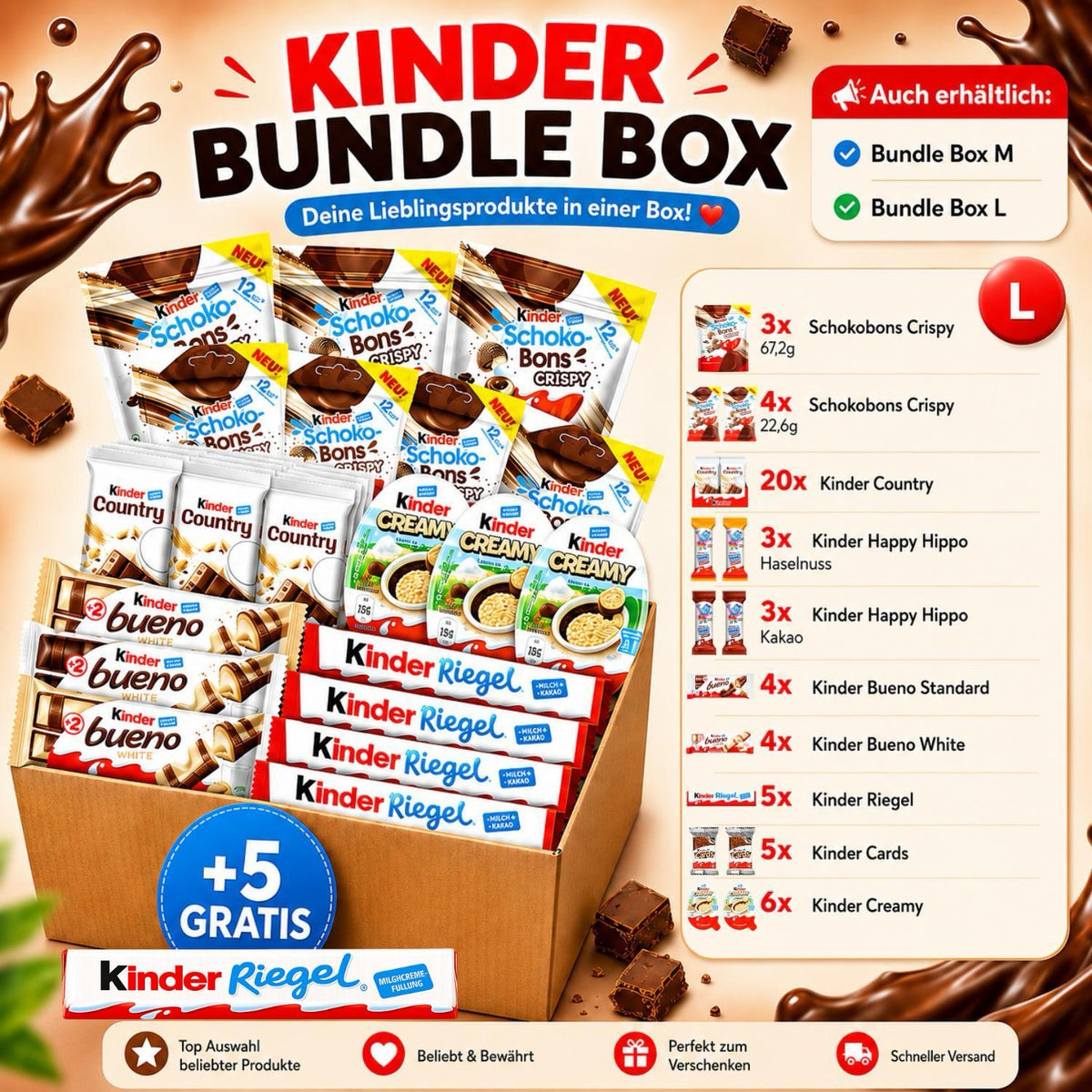 Kinder & Ferrero Süßigkeiten-Box – Bundle S, M oder L