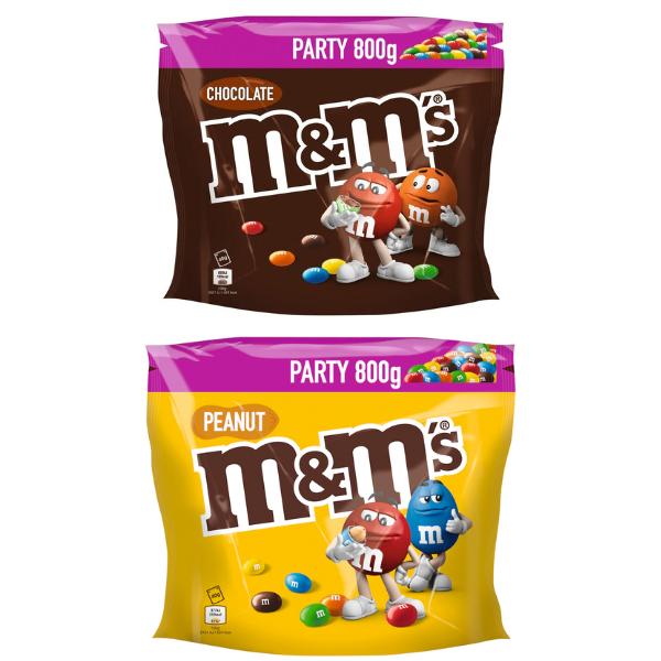 M&M’s Party Beutel 800g – XXL Schokolinsen Chocolate & Peanut